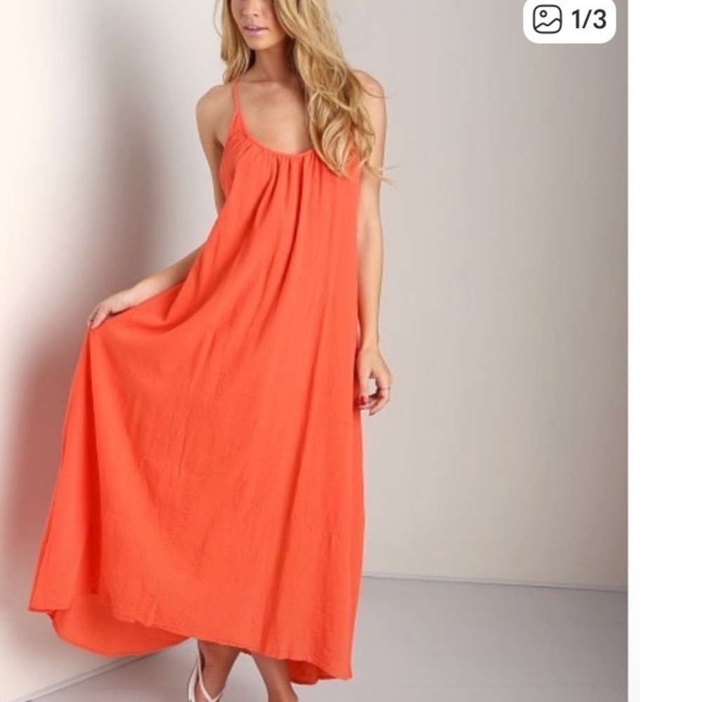 Universal Thread solid boho Coral Maxi Dress cott… - image 1